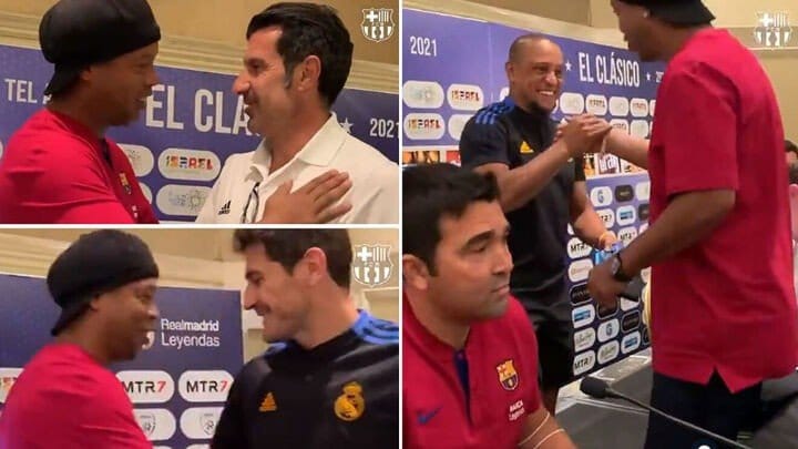 Real Madrid and Barcelona legends welcome Ronaldinho